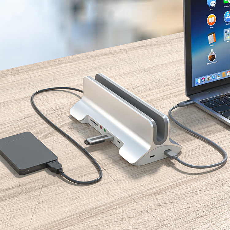 Высокоскоростной Usb-концентратор 3,0 с портом Usb C, многопортовый адаптер типа c, серебристый компьютер, OEM зарядная док-станция, подставка для macbook