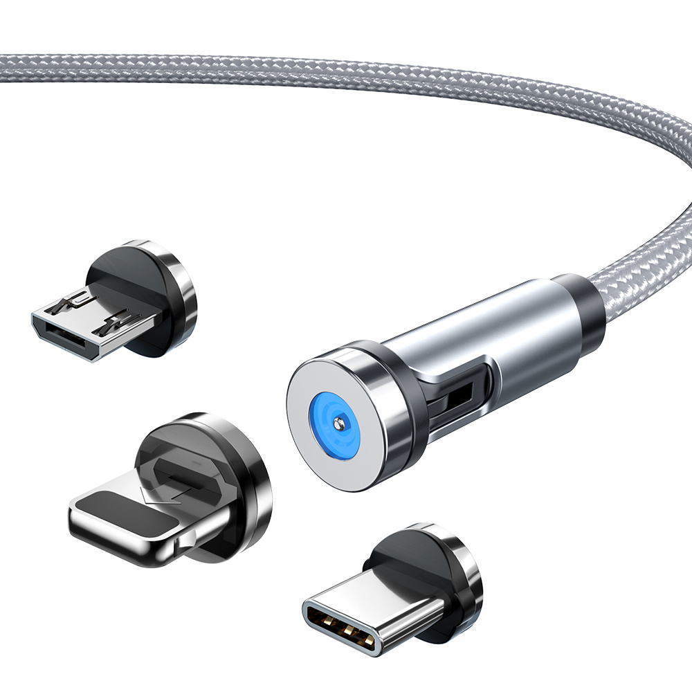 Amazon 2021top seller 540 degree rotating magnetic cable 2.4a fast charge /type c/IOS factory cheap price