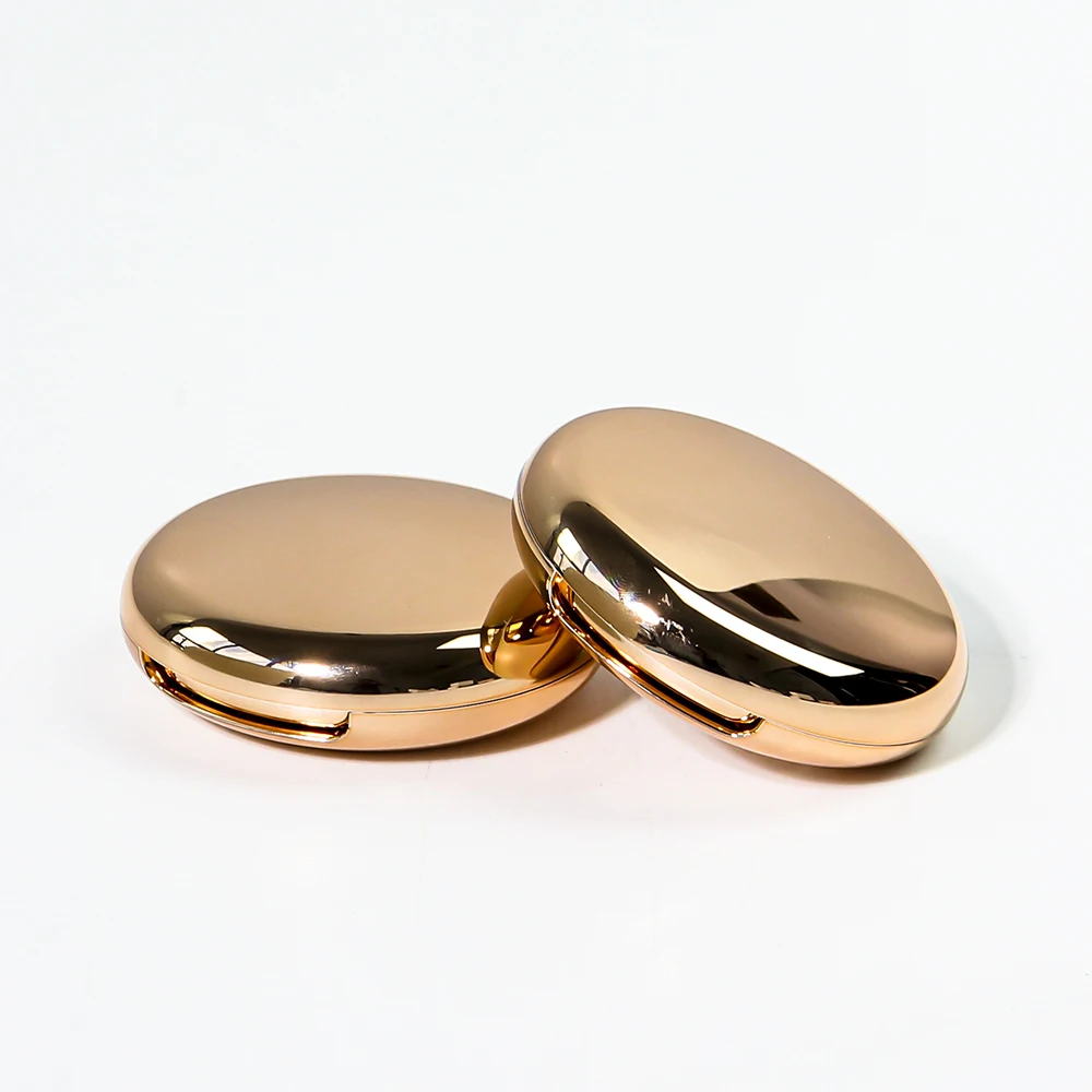 Wholesale Luxury Rose Gold Mini Eyeshadow Round Case Empty Cosmetic Packaging Blush Container Powder Compact Case with Mirror
