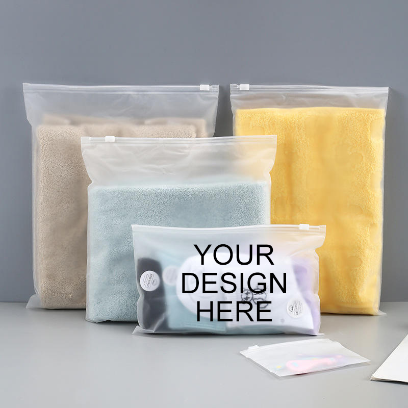 Biodegradable Eco-friendly Custom Printing Plastic Packaging Transparent EVA Frosted Zipper Bag For Garment Clothing T-shirt