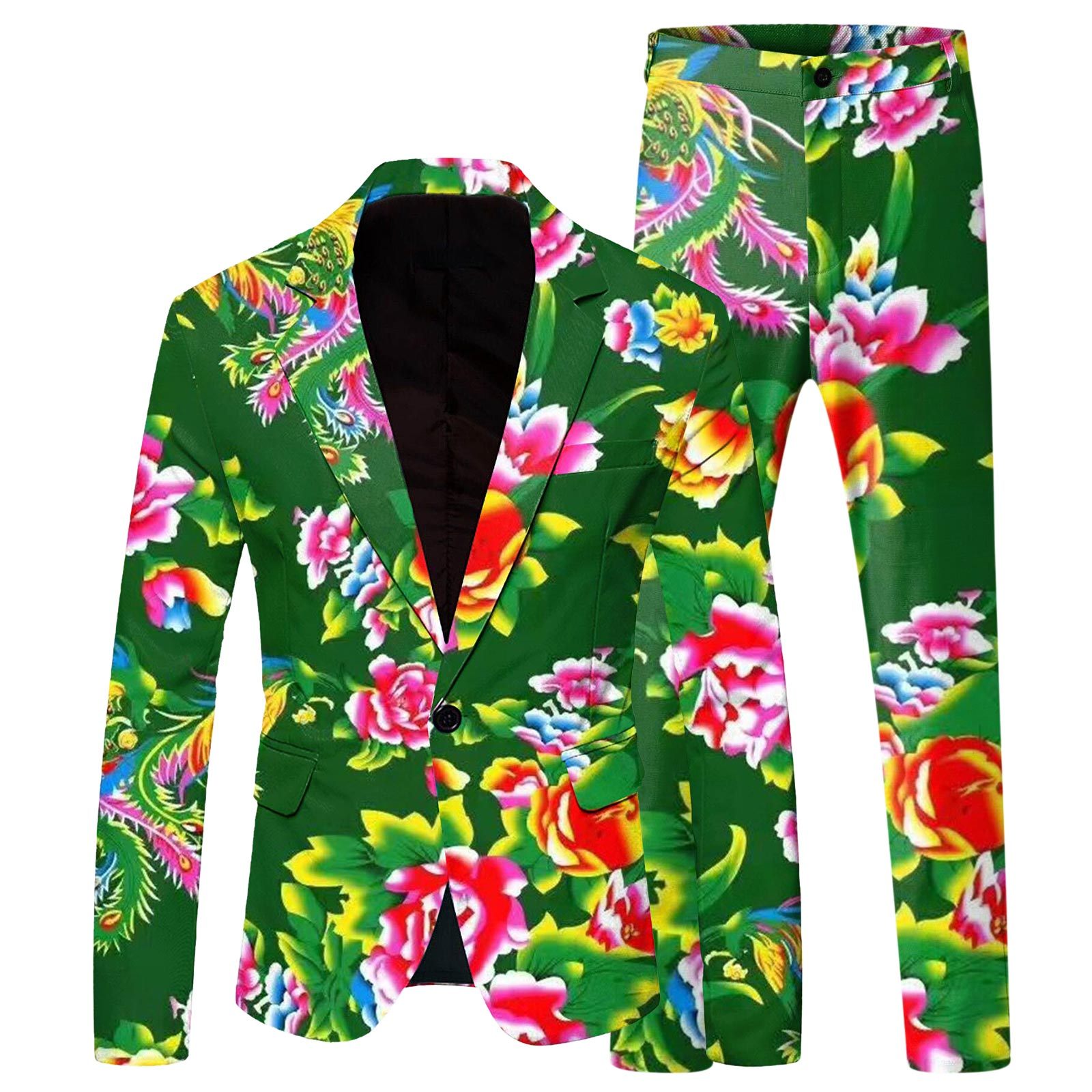 2 Pieces Luxury Embroidered Suits Print Dinner Blazer Jacket Pants Single Breasted Formal Blazer Jacket Pants Suit Set