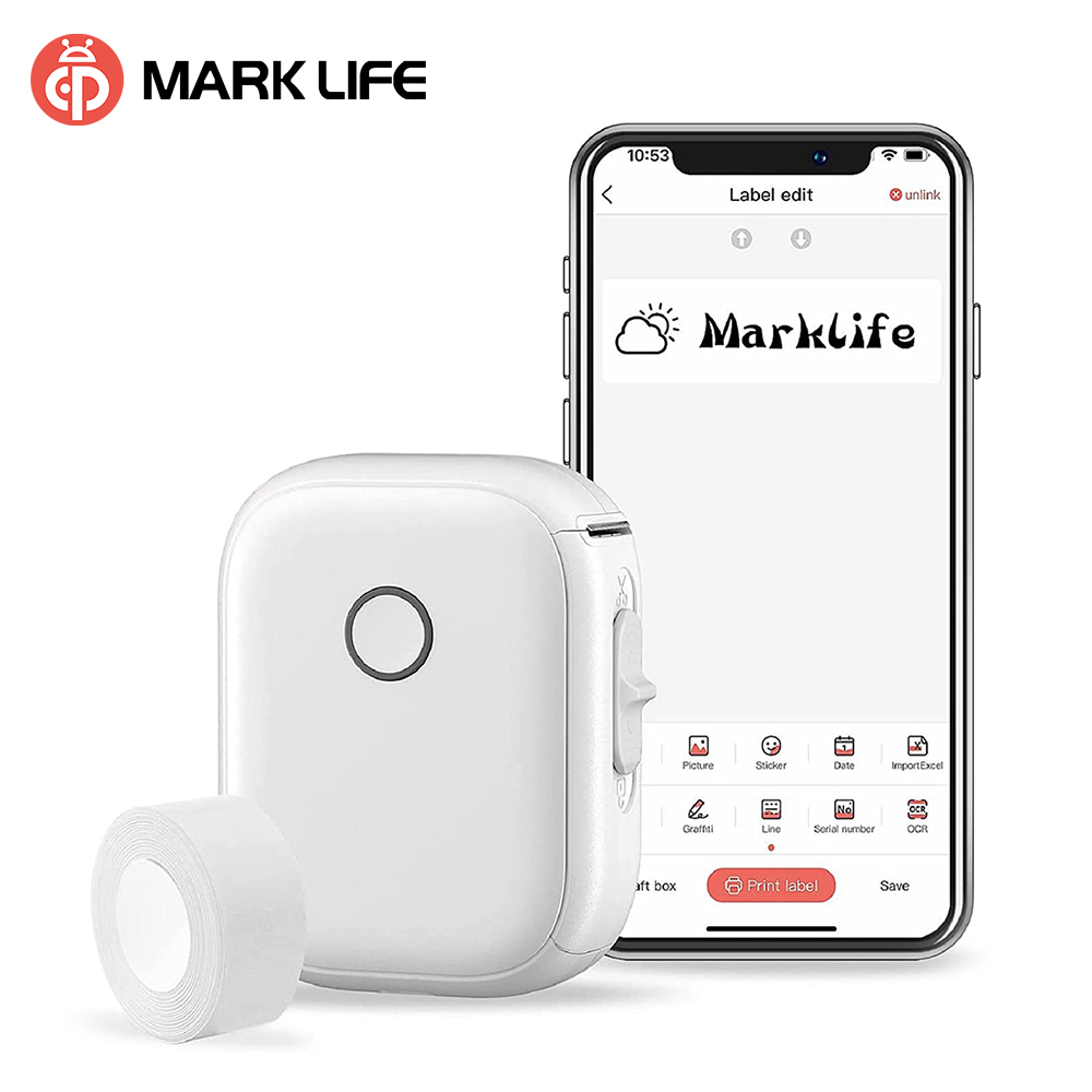 ODM/OEM marklife 1200 мАч Type-C для быстрой зарядки и 203 точек/дюйм 20 мм/сек. 15 мм мини мобильный телефон этикеток тепловой бескраскового принтер