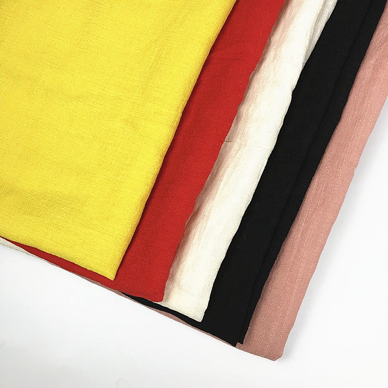 Wholesale cheap polyester viscose rayon elastic Slub Rib woven Fabric