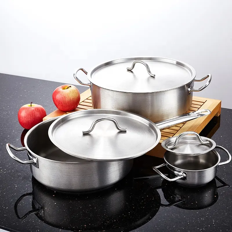Korea Wholesale Kitchenware Stainless Steel Kitchen Cooking Pot Set Gas Stove Induction Cooker Currency Cookware Sets
