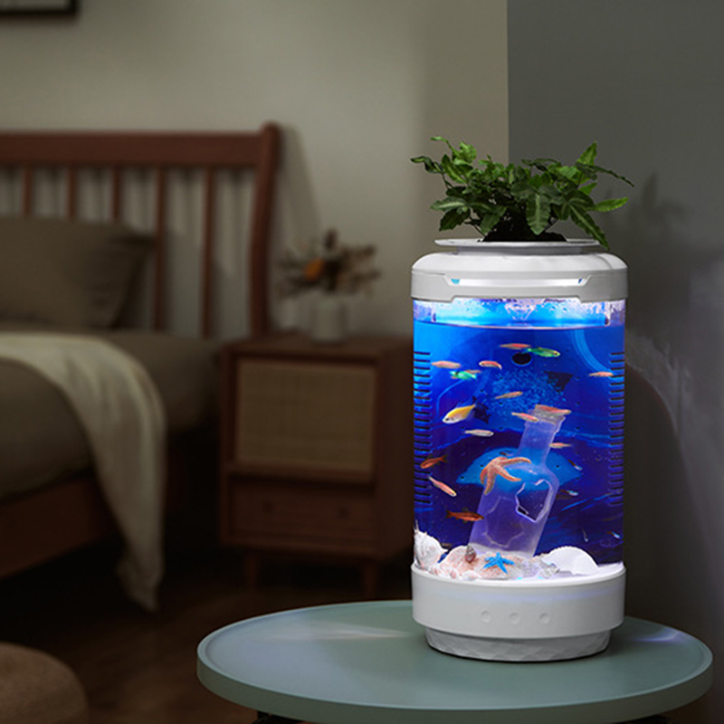 Aquariums & accessories small desktop aquarium living room ultra-white ecological aquarium artificial scenery fish farming tank