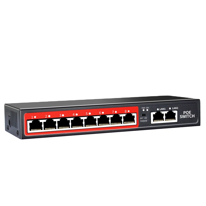 OEM/ODM 8 портов 100 м POE коммутатор, IEEE 802.3af/at 90 Вт внешний источник питания для ip-камеры, беспроводной AP