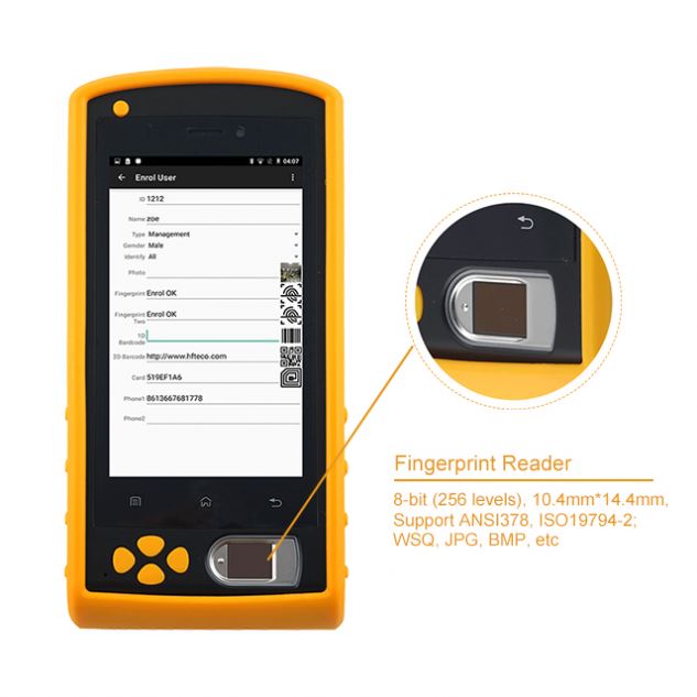 HF-FP05 с бесплатной SDK WIFI sim-карты ручной прочный отпечаток пальца Android PDA