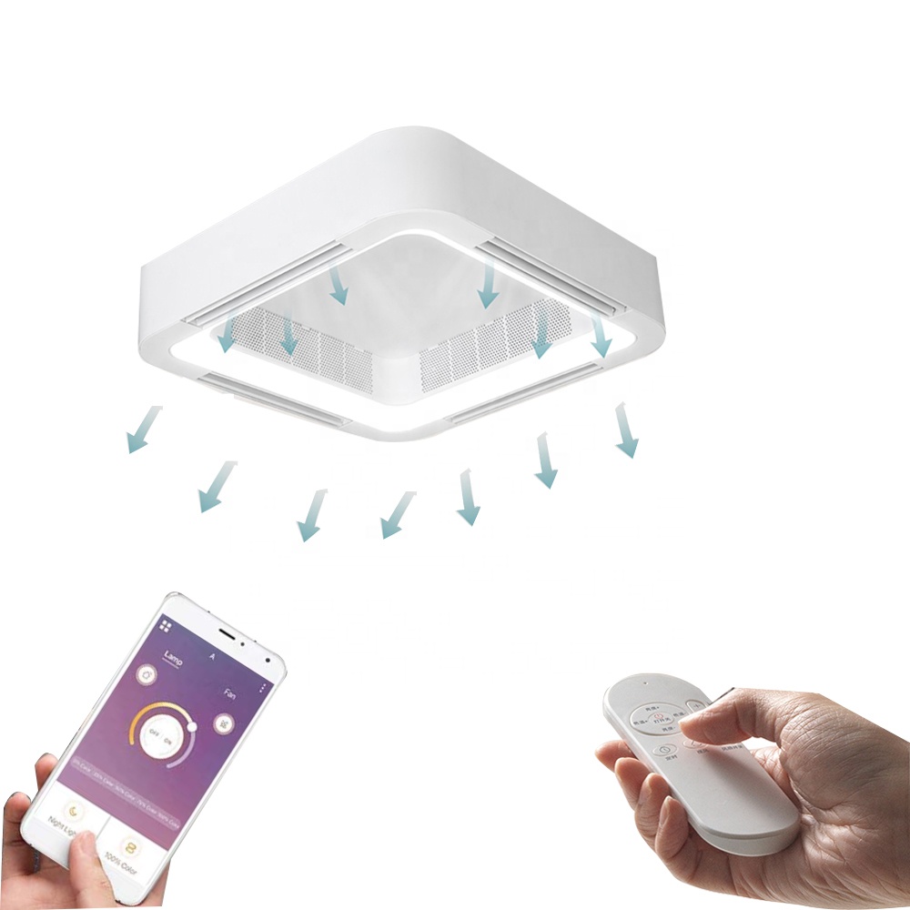 2021 New Arrival Simple Modern Remote Control and App Control Real Bladeless Ceiling Fan Light with 4 Air Outlets