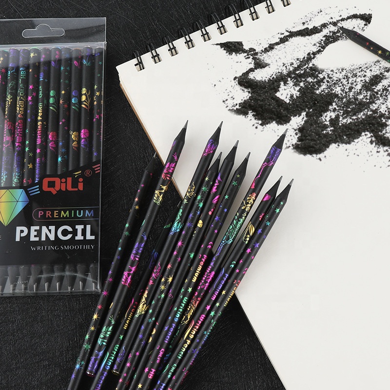 Nature Round Shape Black Wood Pencil HB Standard Pencil For Office and School