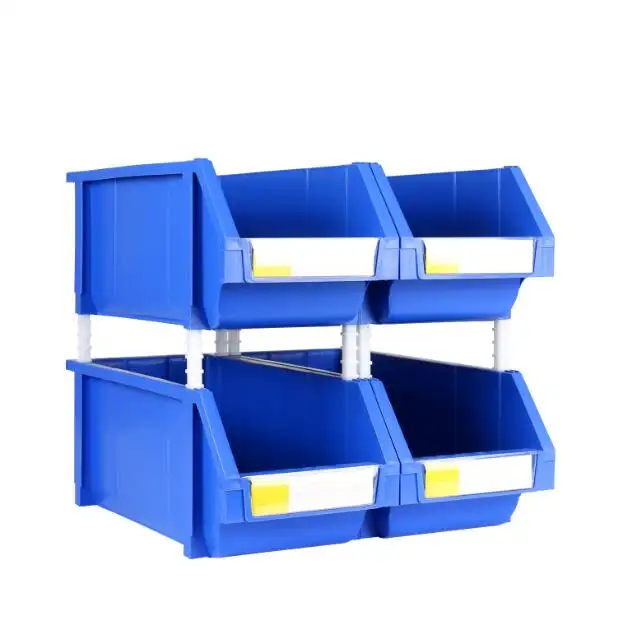 Plastic storage bin in warehouse, garage