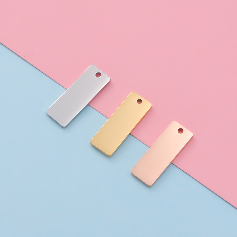 Sland Custom Saying Jewelry Stamping Blanks Pendants Stainless Steel Rectangle Bar Blanks Charm Laser Engraving Blanks