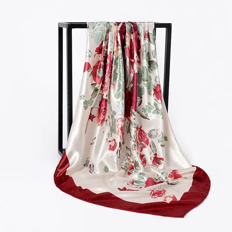 Высококачественный модный Индивидуальный квадратный Европейский шелковый шарф с принтом розы