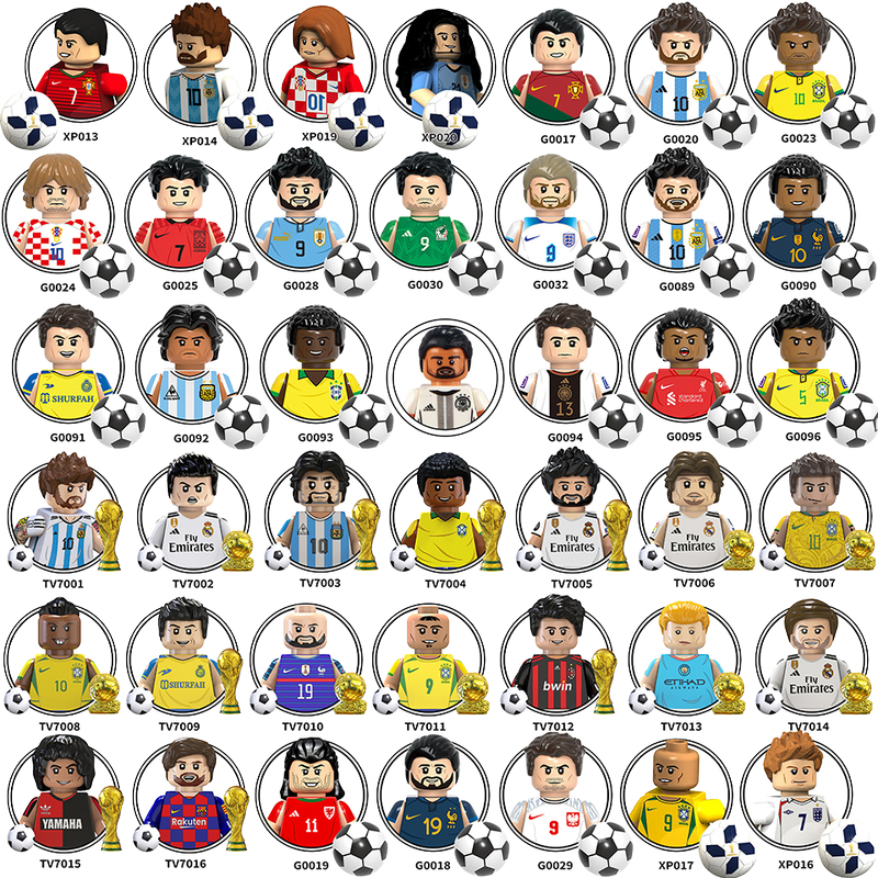 Hot Selling Collection Diy Building Block Football Action Figure Mini Soccer Player Figures