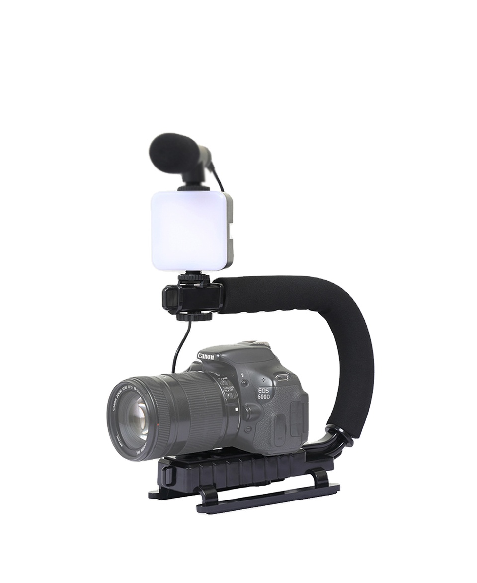 CYKE U-Shaped Portable Handheld Camera Holder Video Handle DV Bracket C-Shaped Steadicam Stabilizer Kit for DV SLR Camera AY49-U