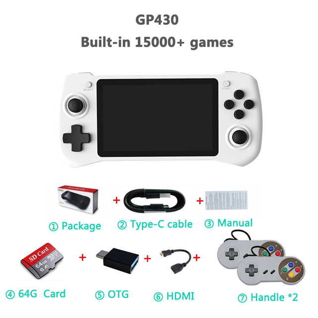 Raspberry Pi CM-3L GP430 чехол для телефона в виде ретро-игровой консоли 4,3 дюймов IPS экран Wi-Fi вывода изображения высокого разрешения через Интернет ТВ игровая видеоприставка для PS1/PSP/N64/постоянного тока