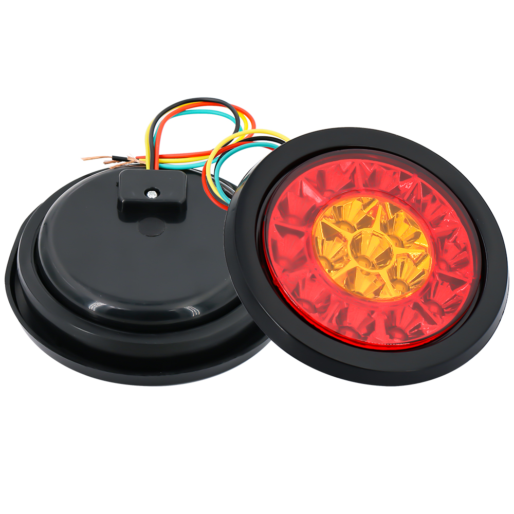 Bright 12V/24V 5 Inch Round White Amber Red Truck LED Tail Light Trailer Signal Lamp WG024