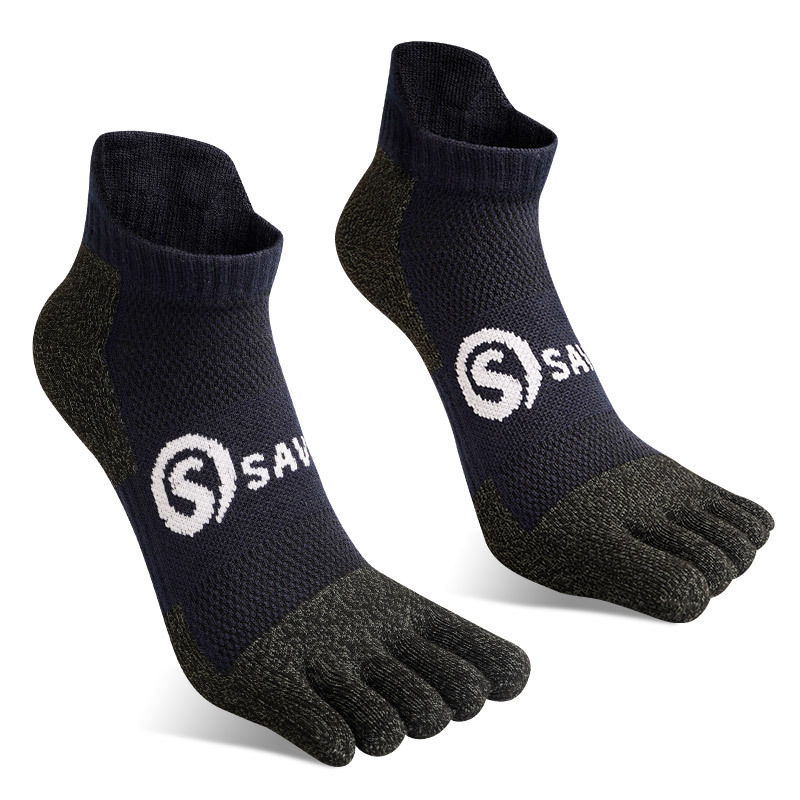 Custom Logo Summer Breathable Anti-slip Five Fingers Cotton Casual Running Crew Sport Grip Socks For Men Women
