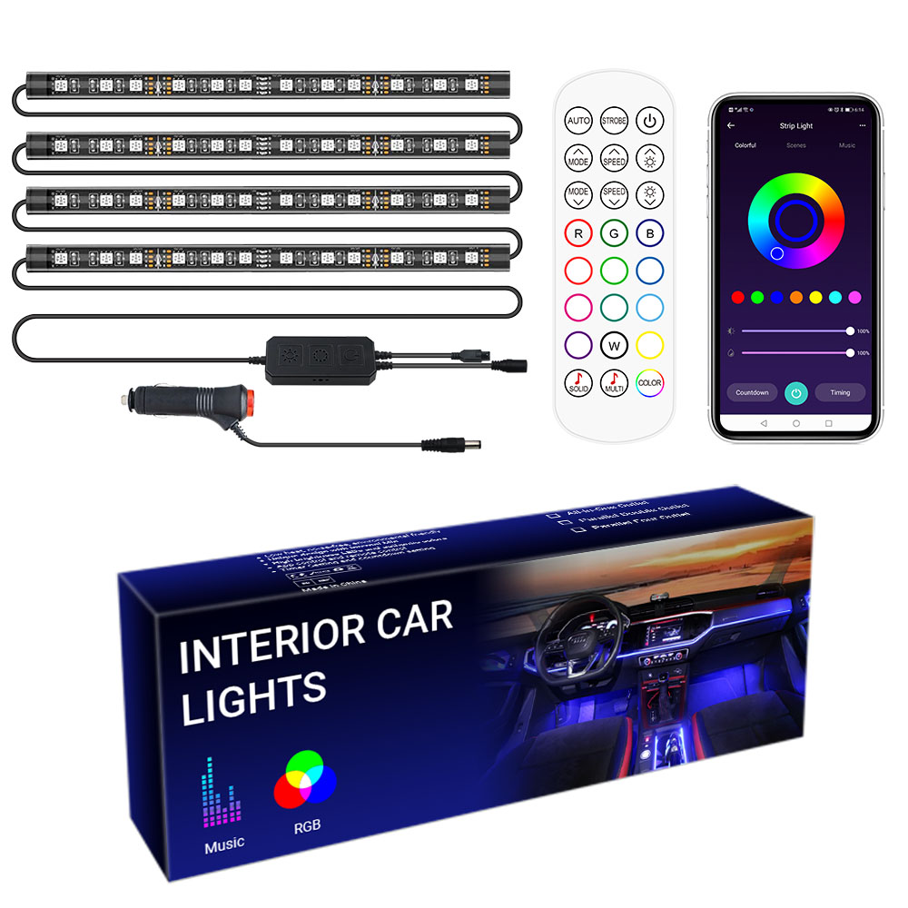 RGB-подсветка для автомобиля, 12 в пост. Тока, 4 шт., 48 светодиодов