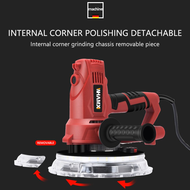 WHAMX Widened Dual LED Lights Self Priming Dustfree Wall Sandpaper Machine Wall Putty Sanding Machine With Box
