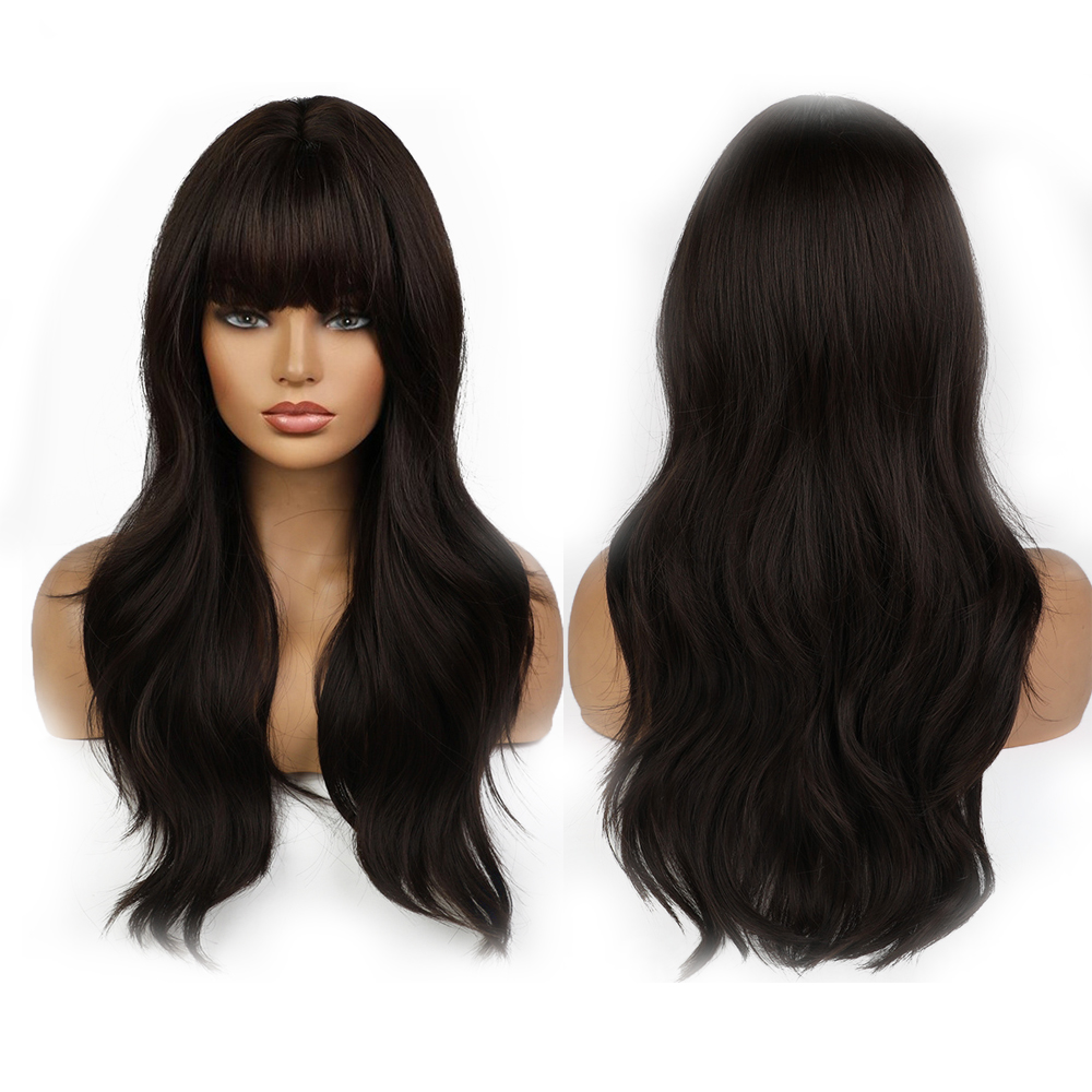 Fast Delivery Synthetic Wavy Wigs Black Wavy Hair Wig for Women Wigs for Human Hair