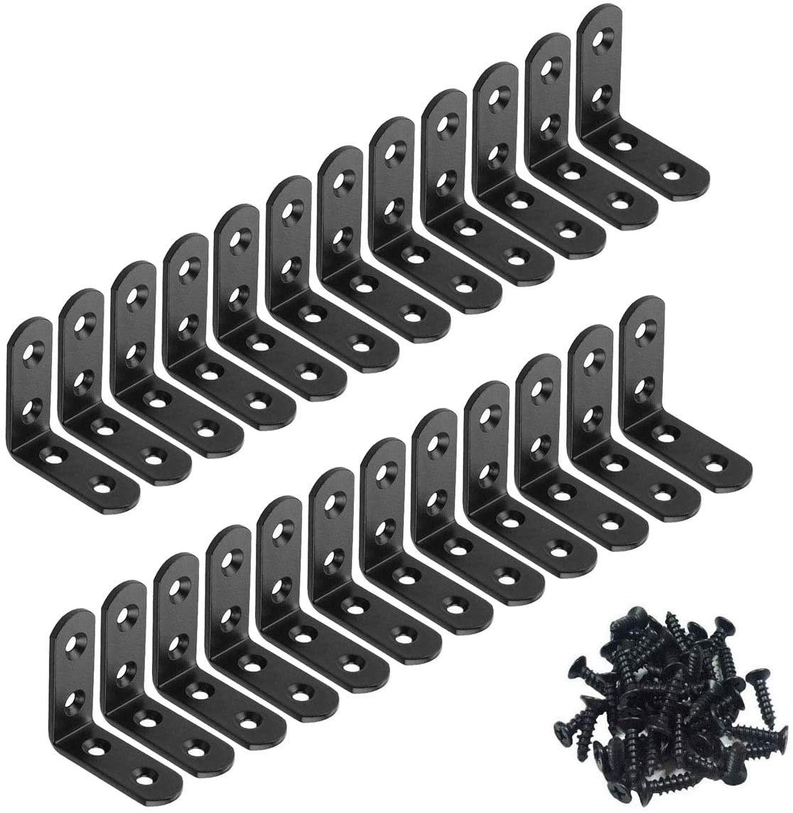24 Packs Corner Brace 90 Degree Angle L Shaped Shelf Bracket Joint Bracket Fastener L Bracket for Wood Shelves Furniture 