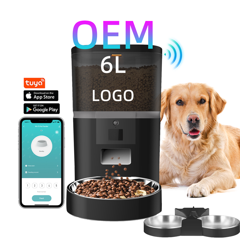 OEM 6L Automatic Dog Feeder With Timer WiFi App Pet Dry Food Dispenser Automatic Smart Pet Feeder Tuya With Stainless Steel Bowl