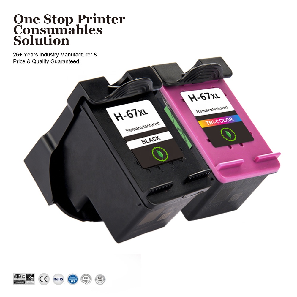 INK-POWER 67 XL 67XL Premium Black Remanufactured Color Inkjet Ink Cartridge For HP67XL for HP DESKJET 1200 Printer
