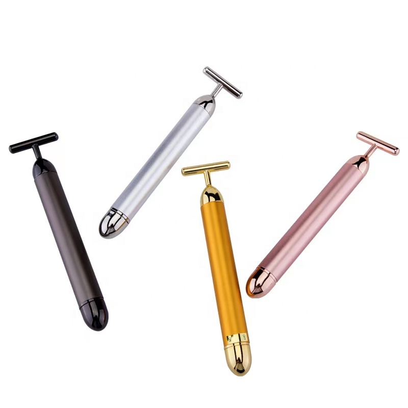 2021 Private Label Skincare T-bar Massager Facial Rodillo Masajeador Rostro Vibrating T Bar Electric Face Roller