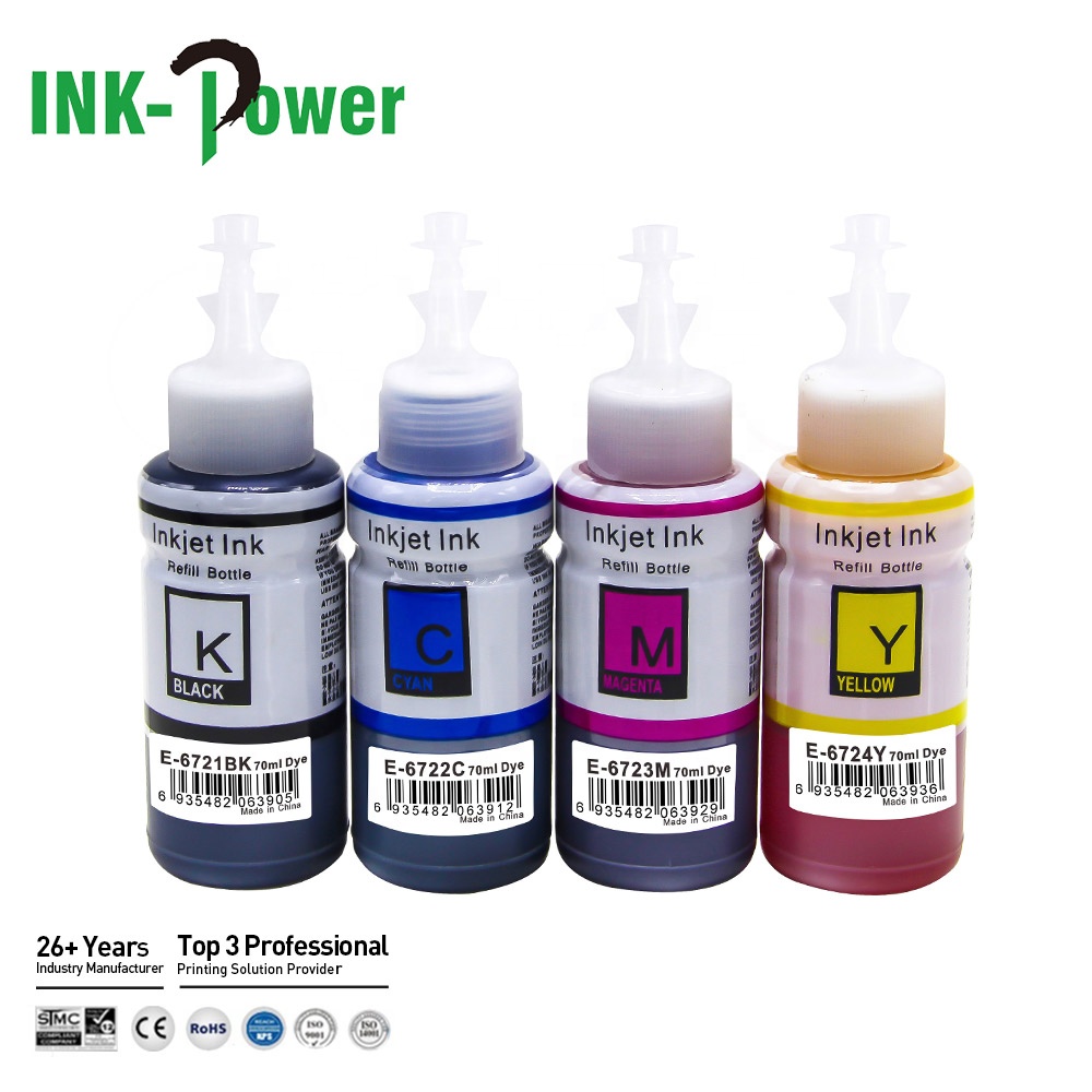 INK-мощность 672 T672 Премиум Универсальный цветный Совместимость объем бутылки на водной основе пополнения чернил Dtg Эко-чернила для Epson L220 L1300 принтер