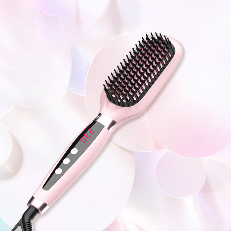 2021 New Promotion Fast Brush Hot Comb Hair Straightener Custom