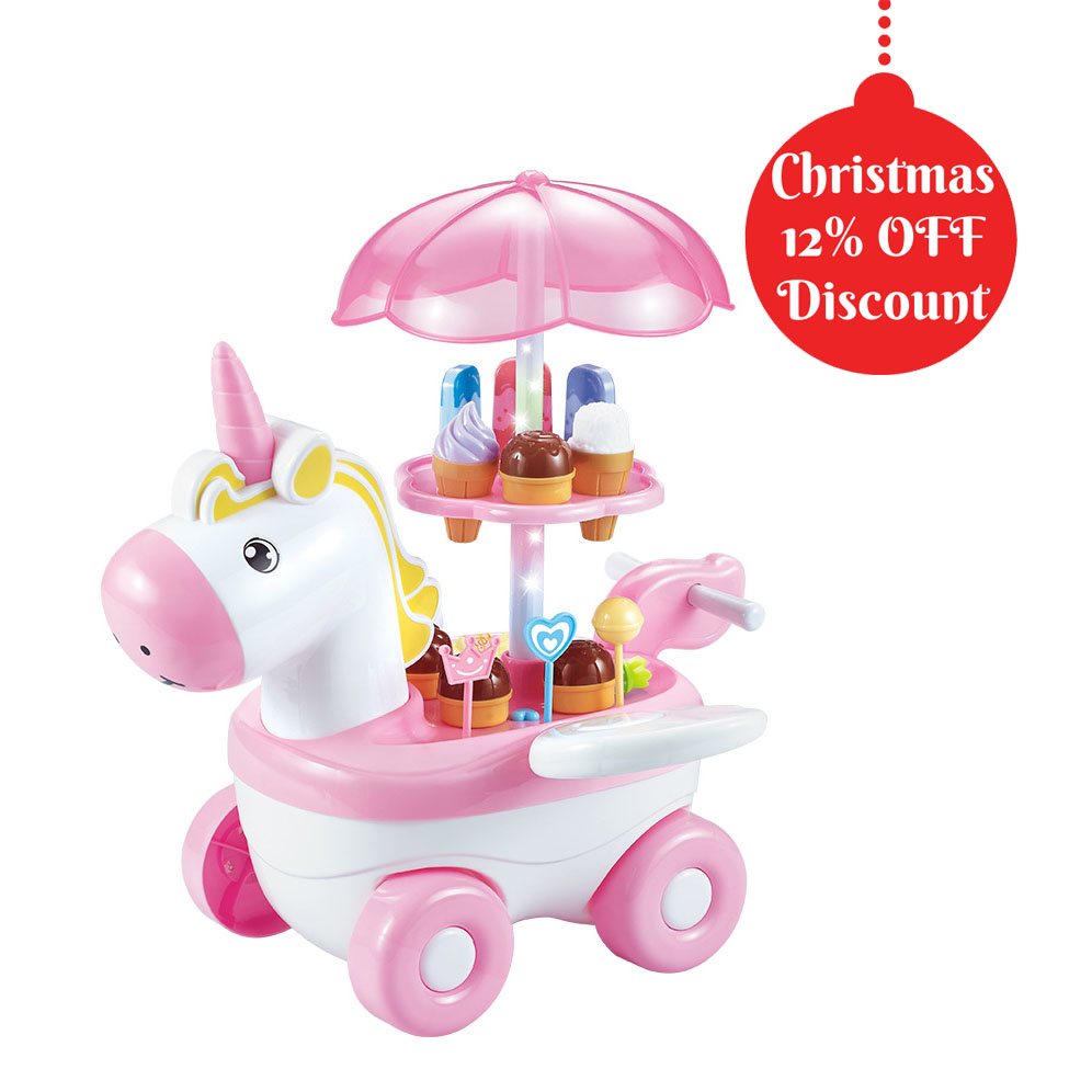 Christmas Gift Music Mini Ice Cream Machine Candy Car Role Play Toy With Light For Kids