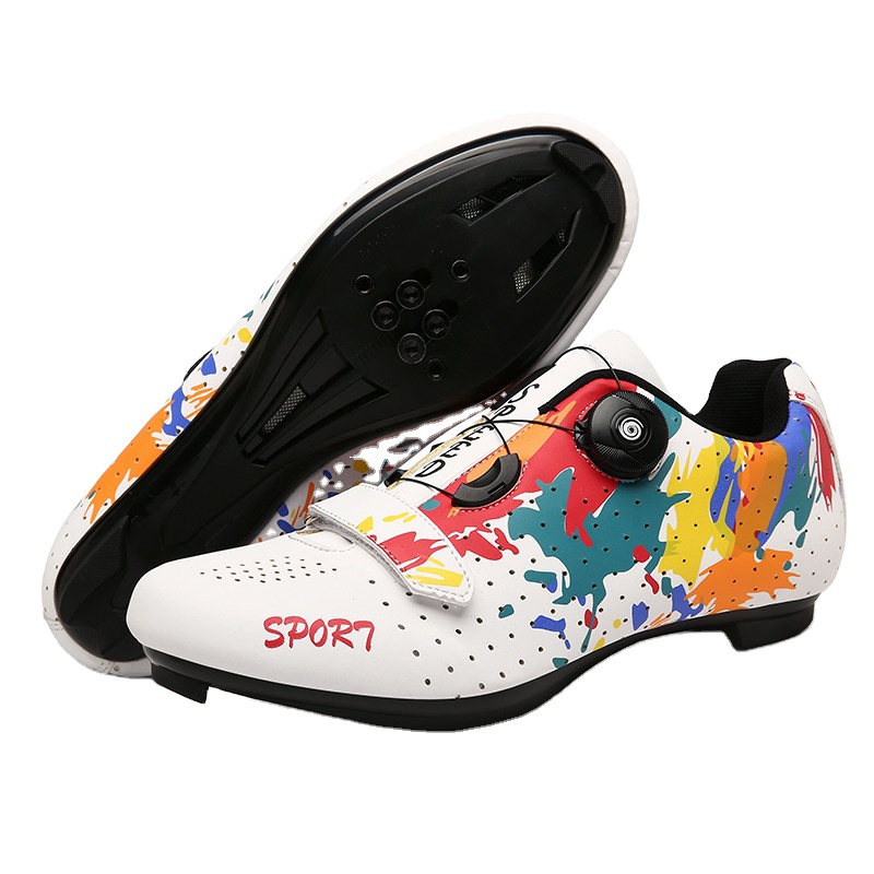 Breathable Road Bike Cycling Shoes MTB Indoor Riding Cycling Exercise Shoes with Quick lace Compatible with SPD Cleats, 1 rotate