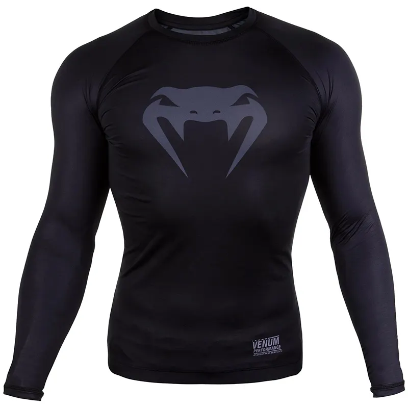 Wholesale Customized Branded Your Own Design Printed Mens MMA BJJ Long Sleeves Polyester Spandex Rash Guards