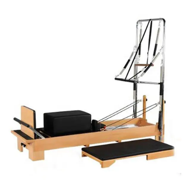 Ce Certificated Commercial White Maple Pilates Reformer With Half Trapeze