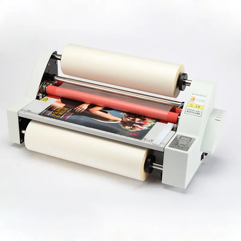 Hot Roll Laminating Machine 13" V350 Cold Hot laminator Four Rollers Heating Mode Sealing Width 35cm 220v/110V