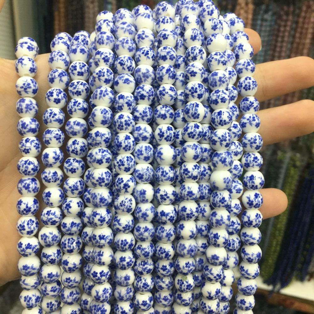 Wholesale Multicolor Ceramics Porcelain Round Beads For Bracelet Making Loose Glass Ceramics Beads Crystal DIY Beads