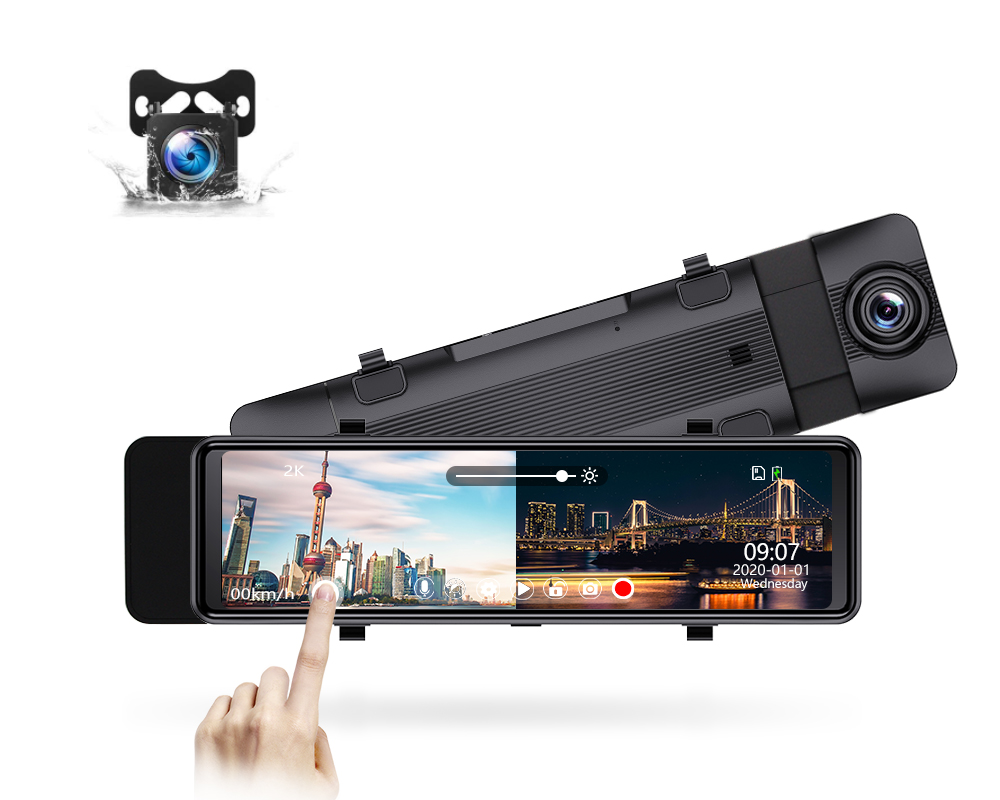 10,88 дюймов Dash Cam 2K передние и задние 1080P рекордер камеры анпр автомобильный черный ящик GPS цифровая панель Trail камера De Recul DVR
