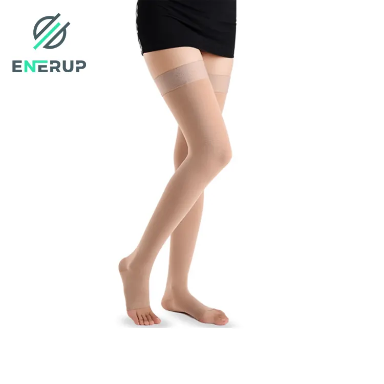 Enerup OEM/ODM Custom 20-30mmhg Running Pregnancy Crossfit Women   Men Compression Knee High Open-Toe Stockings With Zip