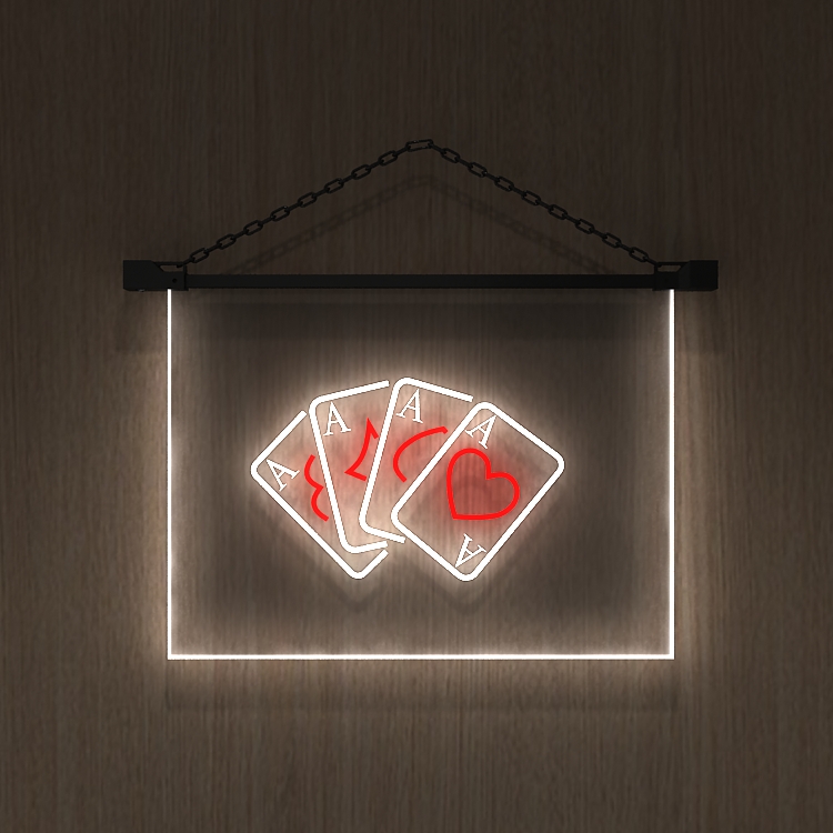 Custom LED Light Poker Words Dual Pub Color Neon-Like LED Sign Decorate Light LED Light for Decoration Room Decoration