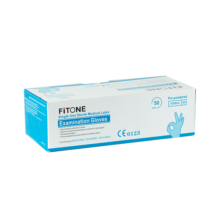 Disposable Medical Consumable White Black Sterile Examination Latex Powder Gloves