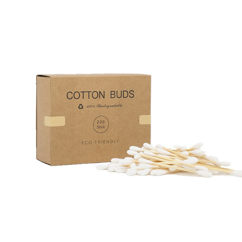 2021 Wholesale cotton buds brown paper box cotton swabs disposable 200 sticks of bamboo cotton buds