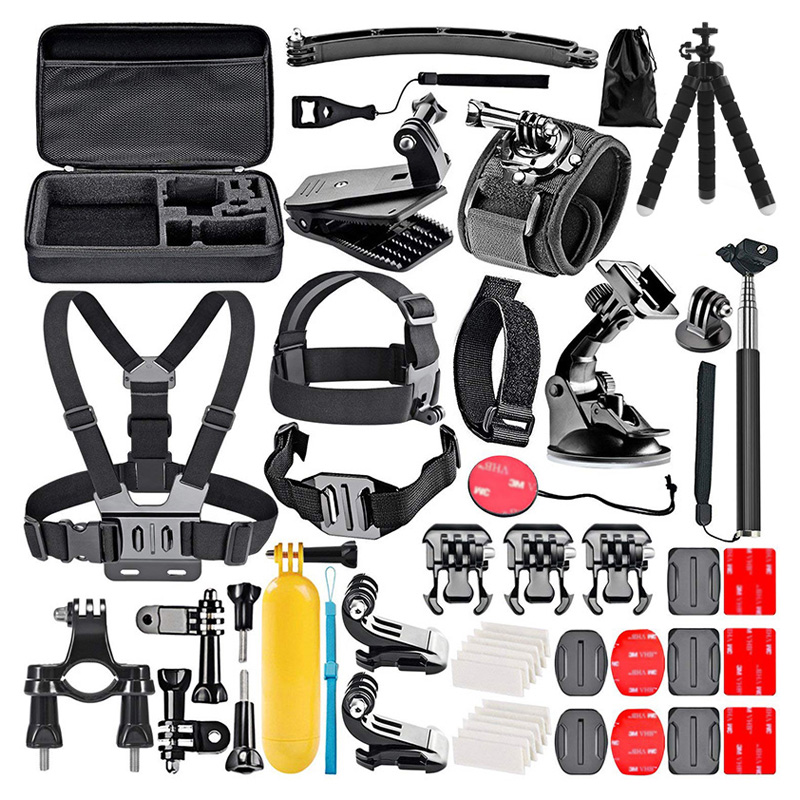 Комплект аксессуаров для экшн-камеры 50 в 1, совместим с GoPro Hero 8 7 6 5 4 Black GoPro Silver White 360 DJI AKASO, экшн-камера и т. д.