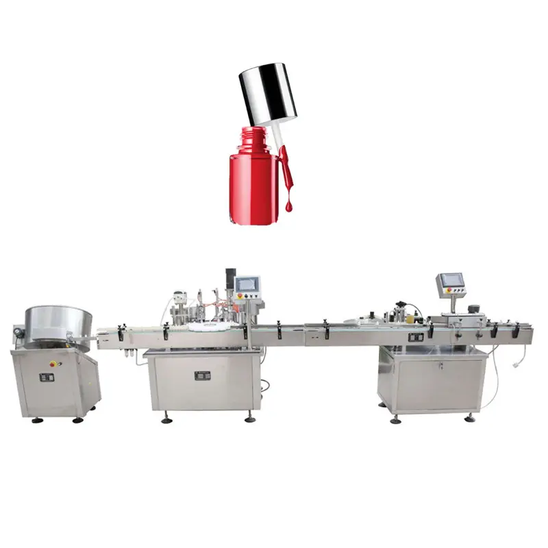 fully automatic glass bottle gel polish filling machine 2-30ml nail polish liquid filling capping line