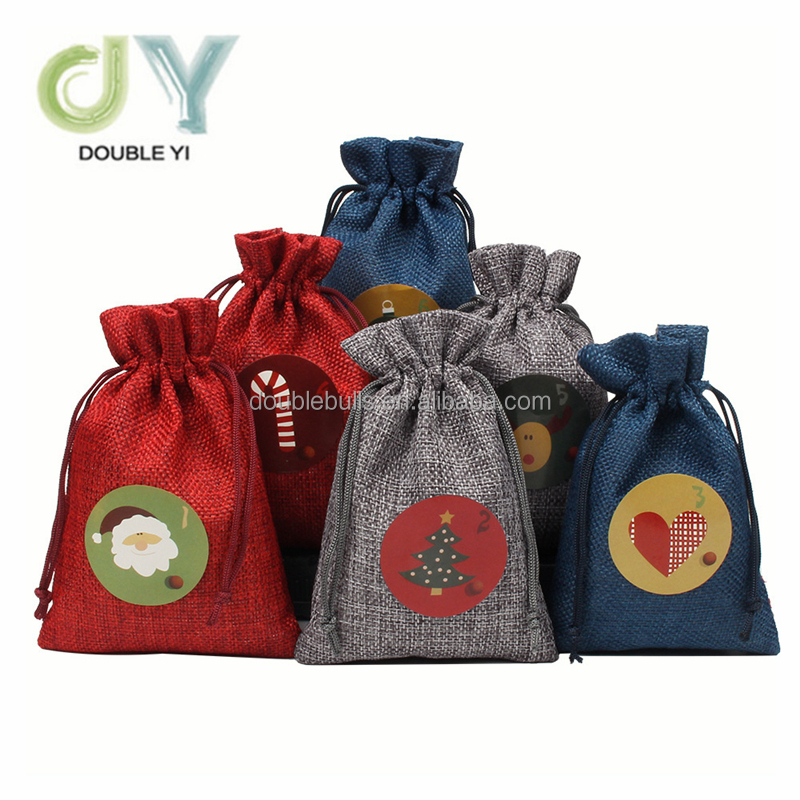 Christmas Set Gift Bag Calendar Burlap Bag Drawstring Jewelry Gift Packaging Drawstring Pocket