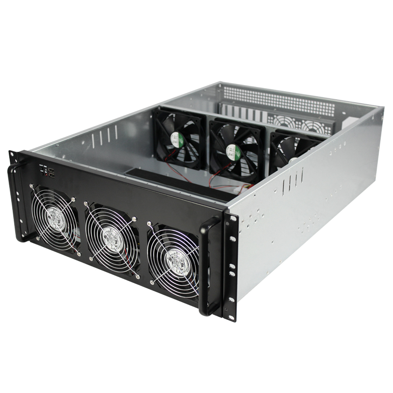 Оптовая цена, 4U 8 GPU, корпус сервера для майнинга с охлаждающим вентилятором, 6gpu, добывающая установка