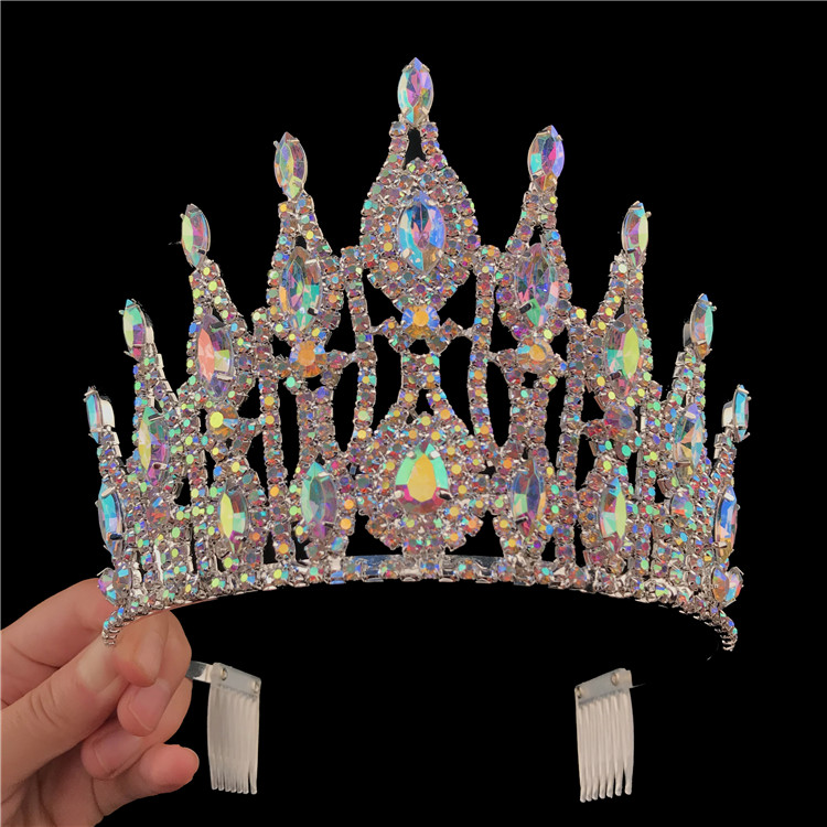 4 inches tall Comb Metal Tiara Pageant Rhinestone Crown Custom Crystal Tiaras