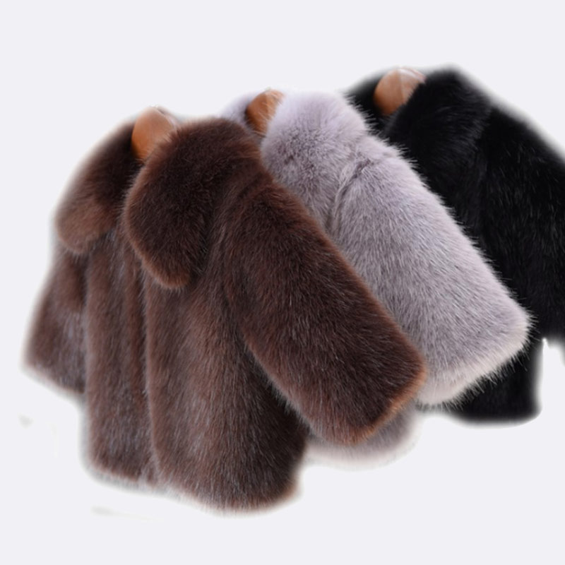 CCYH new winter toddler mink fur coat plus size hooded faux fur coat kids fur jacket