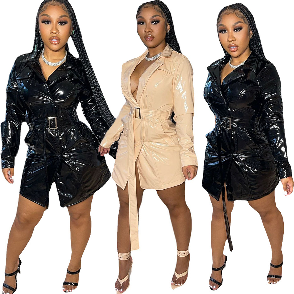 Fashion Trendy Leather PU Winter Coats Jackets Ladies Fall Fashion Clothes Plus Size Windbreakers Crop Trench Baseball Coats