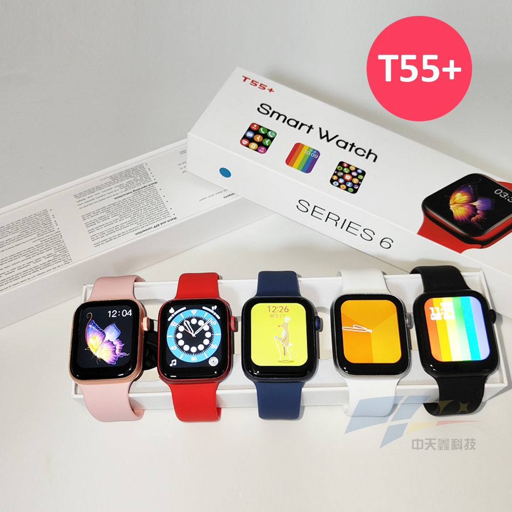 2021 Newest T55+ T55 PLUS 1.75 inch full touch screen Spin button Fitness Waterproof Smart watch