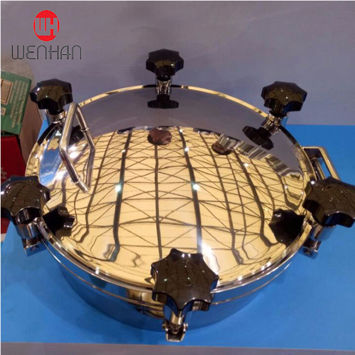 Round Pressure Manway doors with glass pane for food beverage equipment